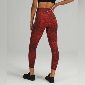 Lululemon Wunder Train High-Rise Tight 25" - Denim Wash Print Autumn Red Black